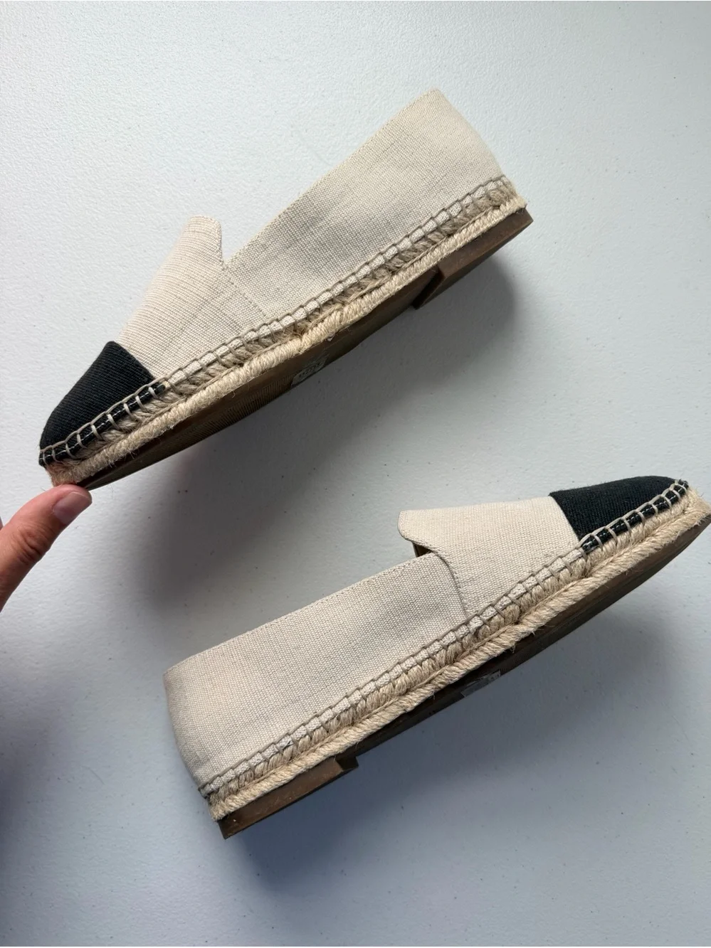 Sole Society Samyrah Espadrille Slip On Flats  Oatmeal Black Size 8